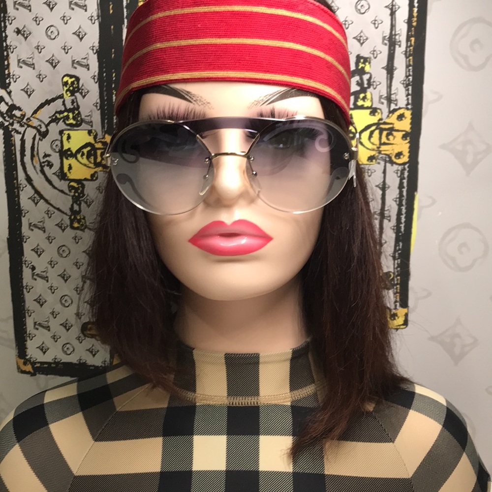 New Authentic Prada Gray and Gold Geometric Sunglasses